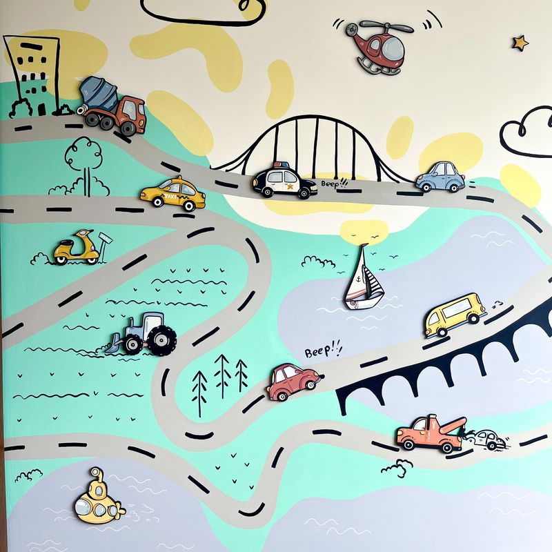 Mural Ciudad de carros — Infantil niño
