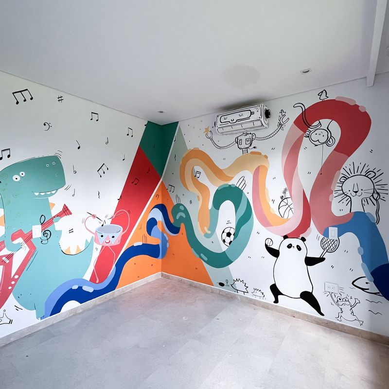Mural Color y línea — Infantil niño