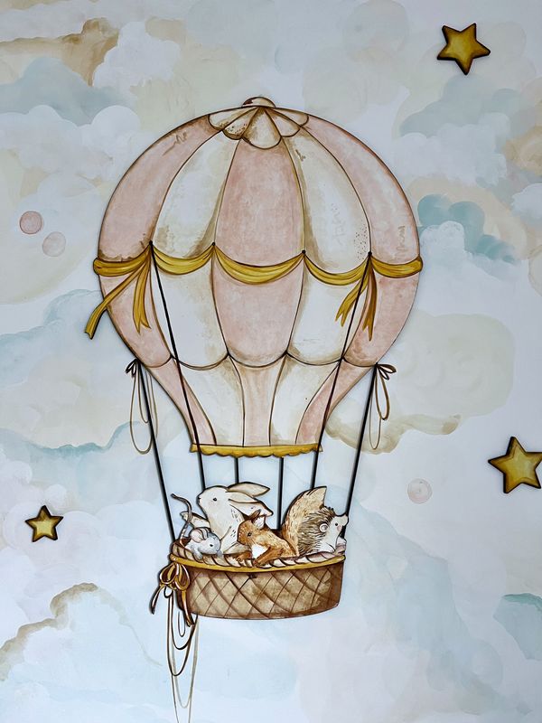 Mural Globo de animalitos — Infantil niña