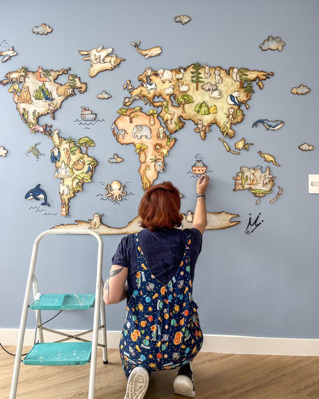 Mural Mapamundi — Infantil niño