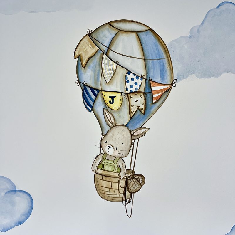 Mural Aventura en globo — Infantil niño