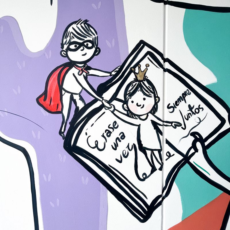 Mural Dino y princesa — Infantil