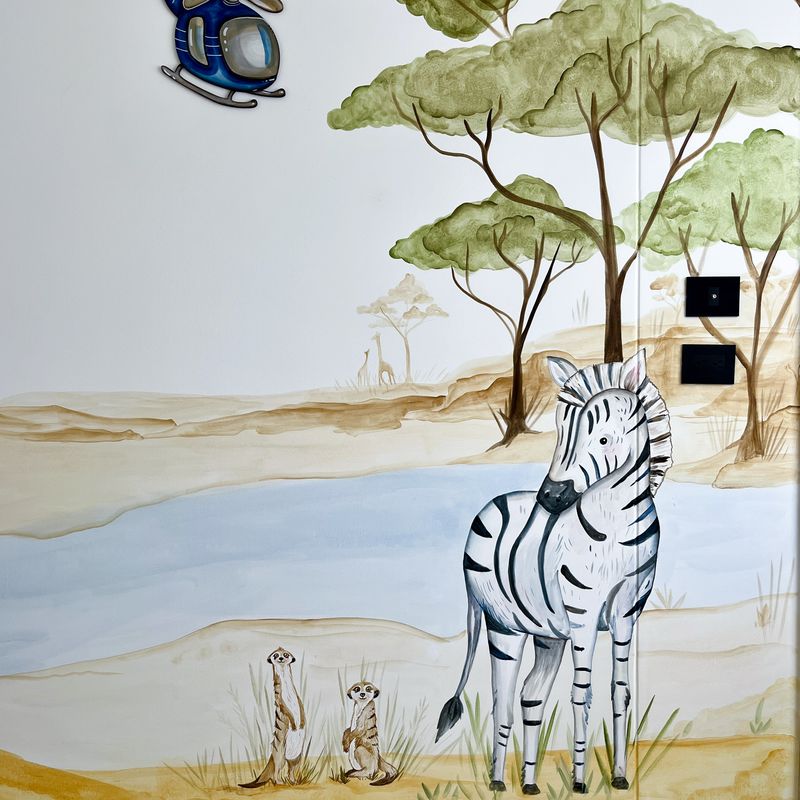 Mural Safari en la sabana — Infantil niño